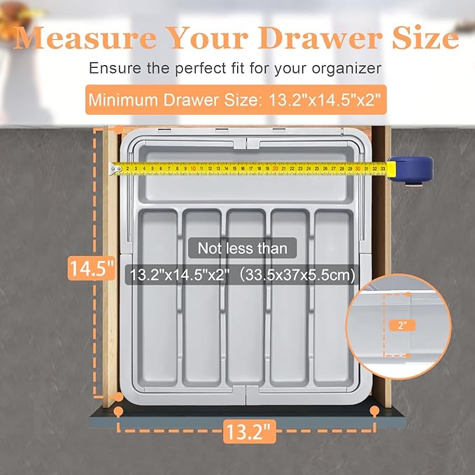 Silverware Organizer Expandable Kitchen Drawer Organizer Adjustable 22"x 19"