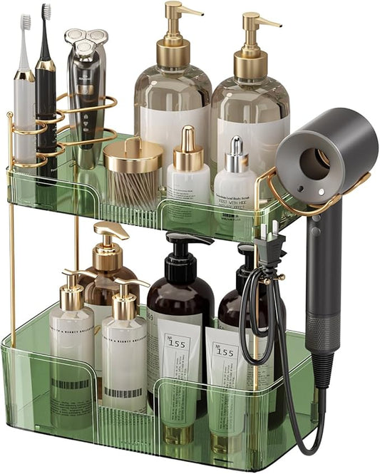 Luxury Bathroom Counter Organizer, 2 Tiers Green