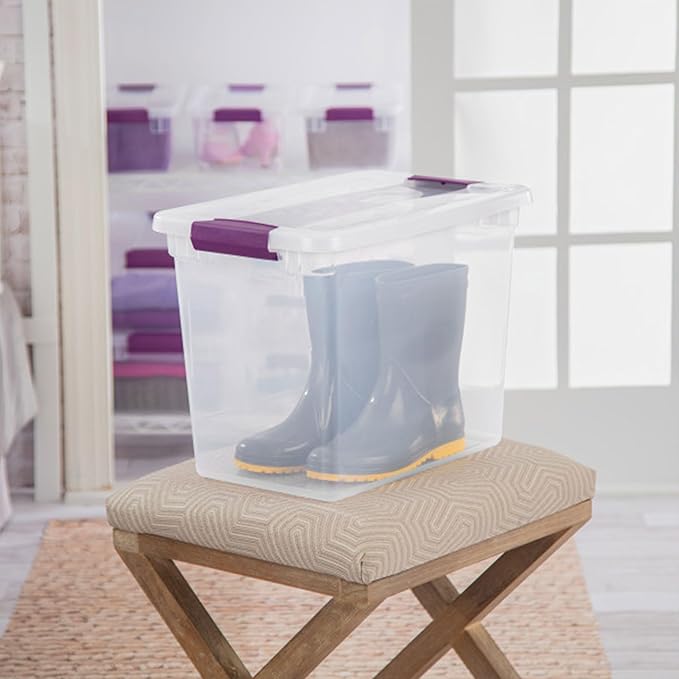 6-Pack 27 Quart ClearView Latch Box, Stackable Organizer Bins with Latching Lids