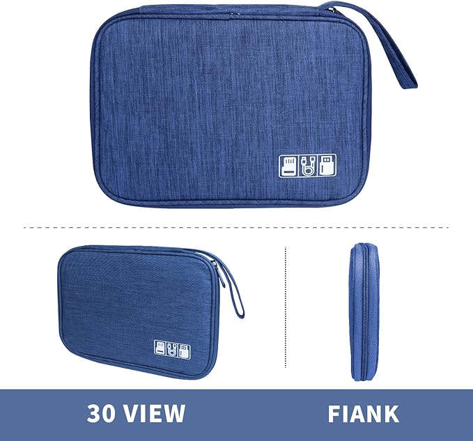 Lcsmaokin Electronics Travel Organizer,Portable Waterproof Electronic Travel Storage Bag for Small Charging Cord Storage,Charger,Small Electronics,SD Card etc,for Travel,Business -Navy Blue