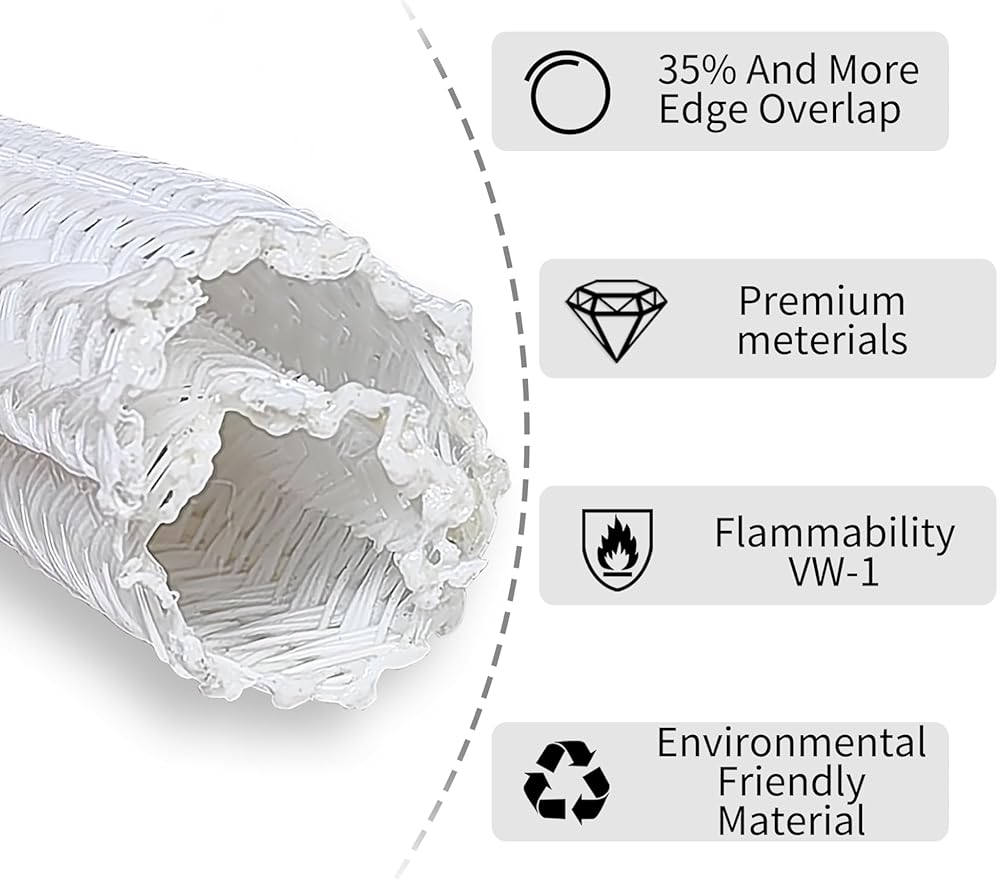 Cable Management Split Wire Loom Sleeve - Cord Hider & Protector for Desk, Pet Chew Proof, Wire Cover Organizer, Flexible Tube for Wires and Cables (5/16 Inch 12FT, White)