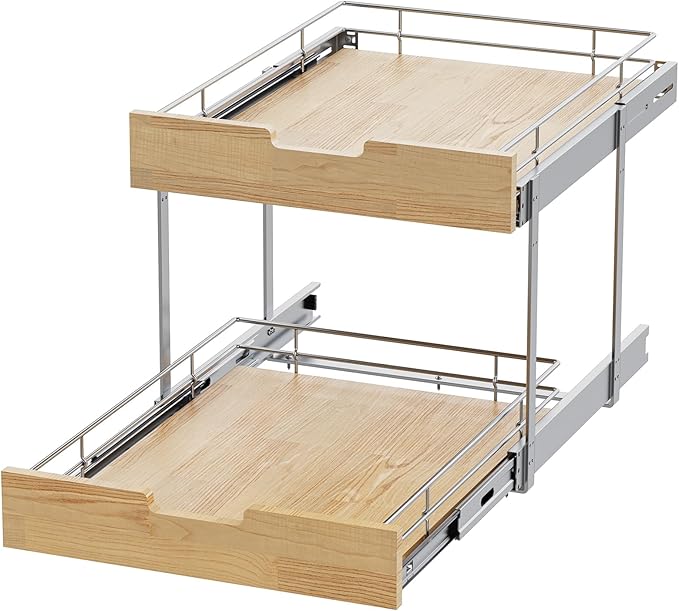 Sikarou Pull Out Cabinet Organizer, Heavy-Duty Slide Out Shelf, 2 Tie 26 * 21 in