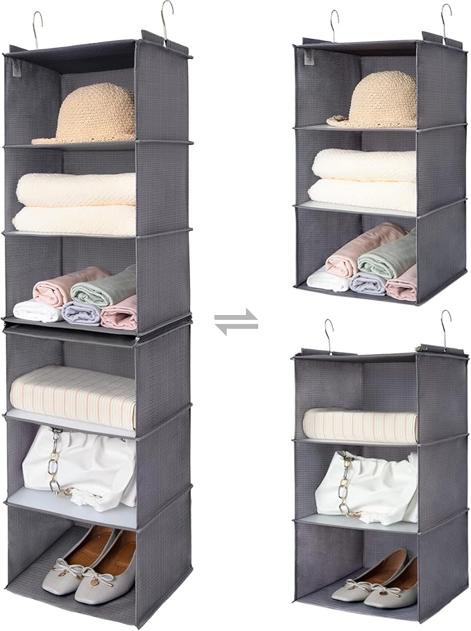 SAYS 6-Shelf Hanging Organizer for Closet, Ash Gray