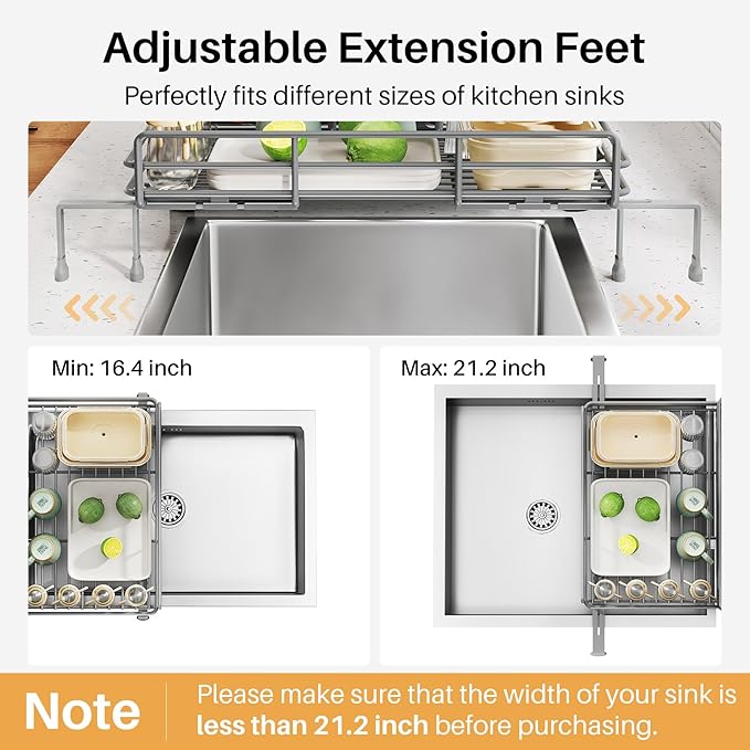 Dish Drying Rack, Extendable Dish Rack, Grey