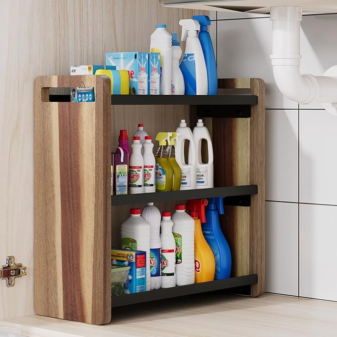 Bathroom Counter Organizer,Bathroom Counter Shelf,Bathroom Organizers,Under Sink Organizer,Cologne Organizer For Men,Cologne Cabinet,Spice Rack Organizer for Cabinet,Gifts(Acacia 3 Tier)