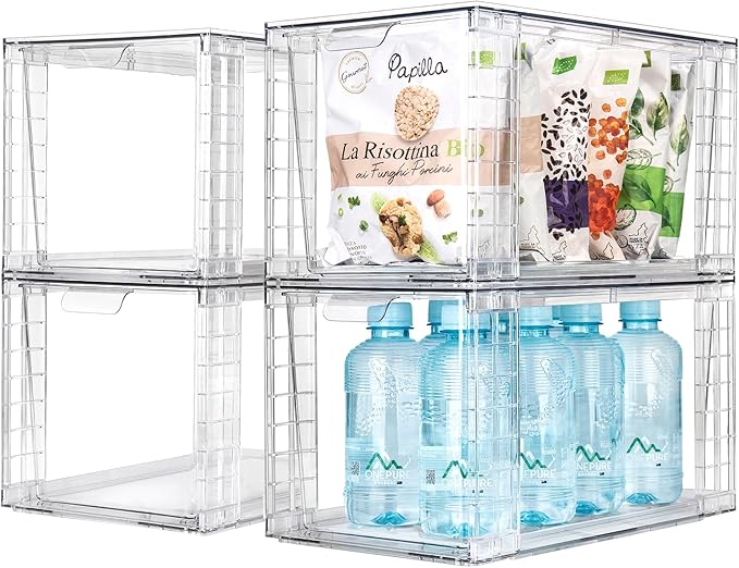 1Pack Large Stackable Kitchen Storage Drawers, XL-UP Handle