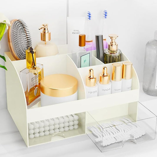 Makeup Organizer with Drawers, Ivory