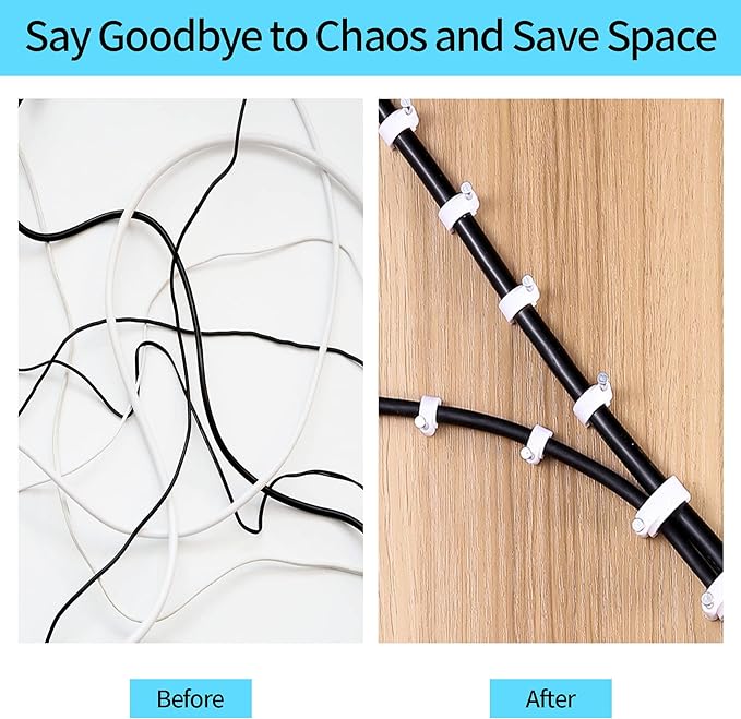Abnii Cable Clips, 400 Pcs, 4mm 6mm 8mm 10mm, Wire Wall Clips with Steel Nails, Ethernet Cable Clips, Cable Tacks Coax Holder Clips, RG6 RG59 CAT6 RJ45 Cable Cord Clips, White…