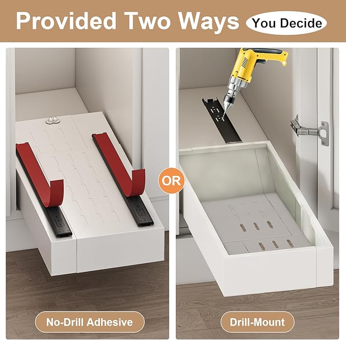 2Pc Pull out Cabinet Organizer, Width (7"-11") and Depth(17"-24"), Expandable