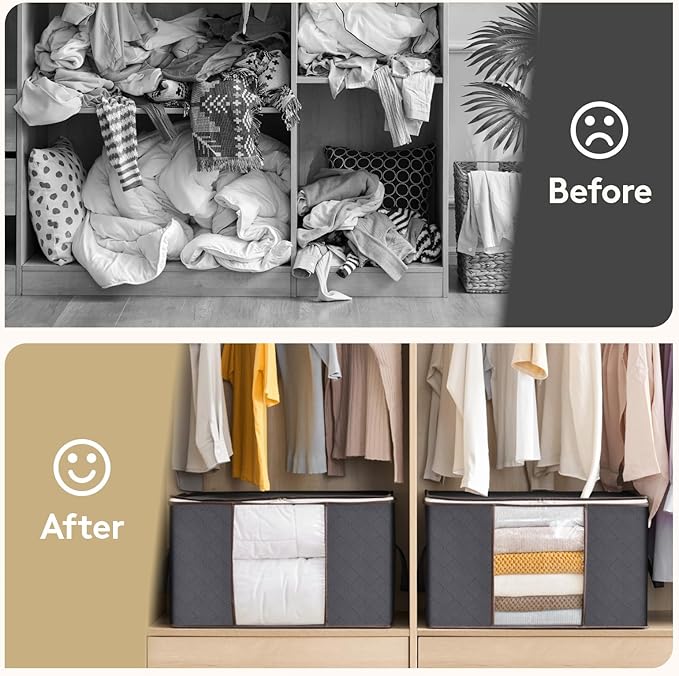 4 Pack 60L Clothes Storage Bins with Lids