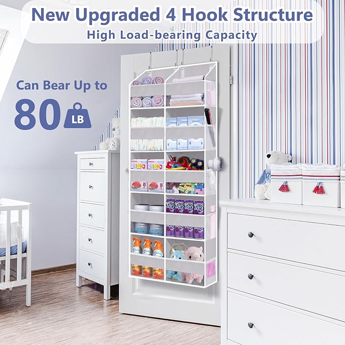 Heavy Duty Over The Door Organizer 5 Tiers, Light Gray