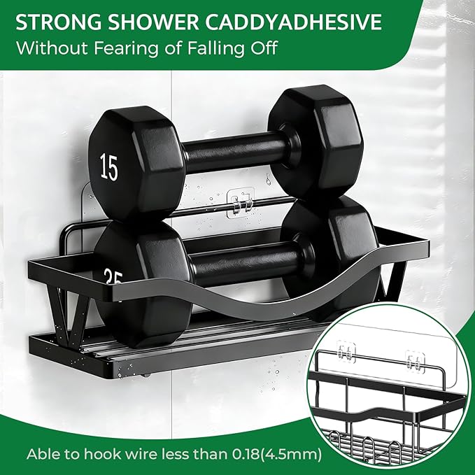 FGSAEOR 9 Pack Shower Caddy Adhesive Replacement Strips, Heavy Duty Clear Waterproof Sticky Hooks, No Drilling Wall Mount for Shower Shelves, Bathroom Storage, Kitchen Rack & Soap Holder