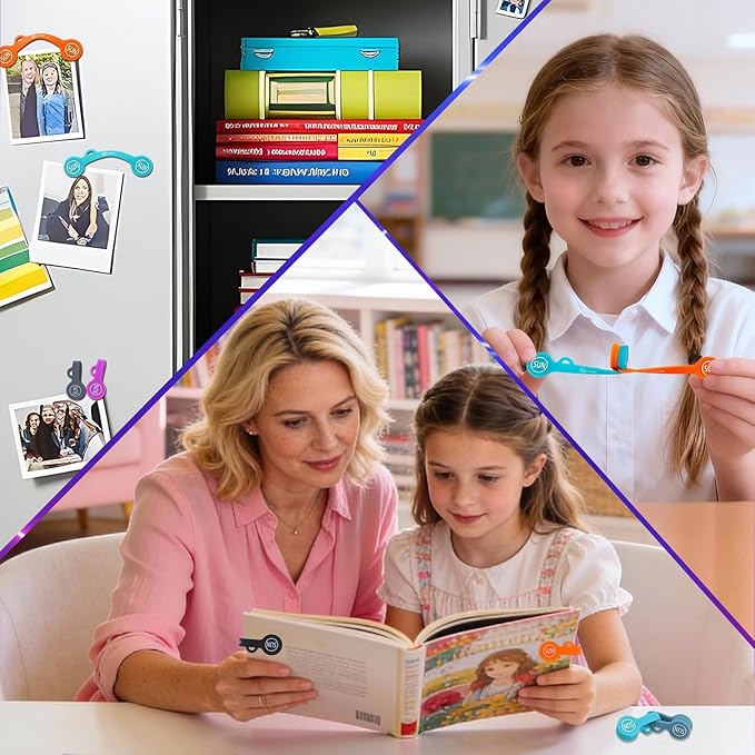 SUNFICON 10 Pack Cable Organizers Clips Earbuds Cords Organizers Magnetic Cable Clips Bookmark Whiteboard Noticeboard Fridge Magnets Cable Manager Keeper Ties for Kitchen Office School Assorted Colors
