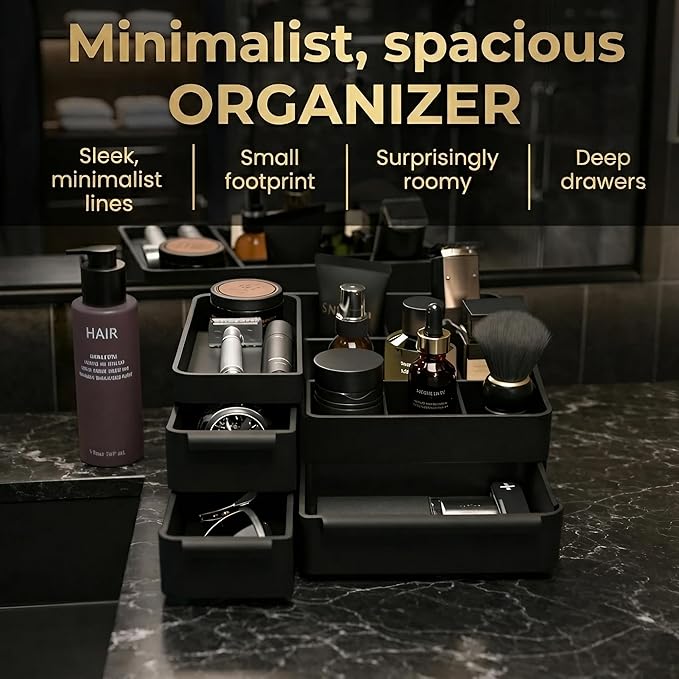 Mens Bathroom Organizer for Cologne, Perfume Stand with Drawers