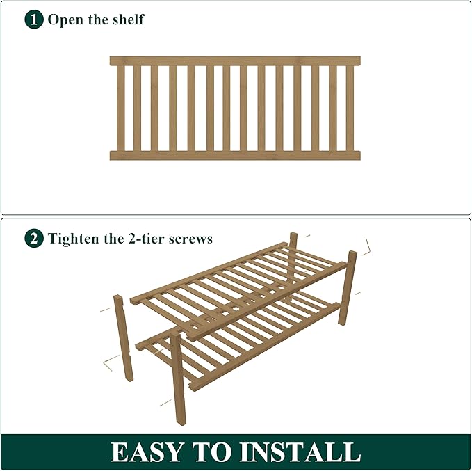 Smiry Bamboo Shoe Rack, 2 Tier Free Standing Wooden Shoe Organizer, Stackable Wood Shoe Storage Shelf for Closet, Entryway, 14 Vertical Slats, One-piece Heavy-Duty Legs, 26.8"x11"x13", Walnut