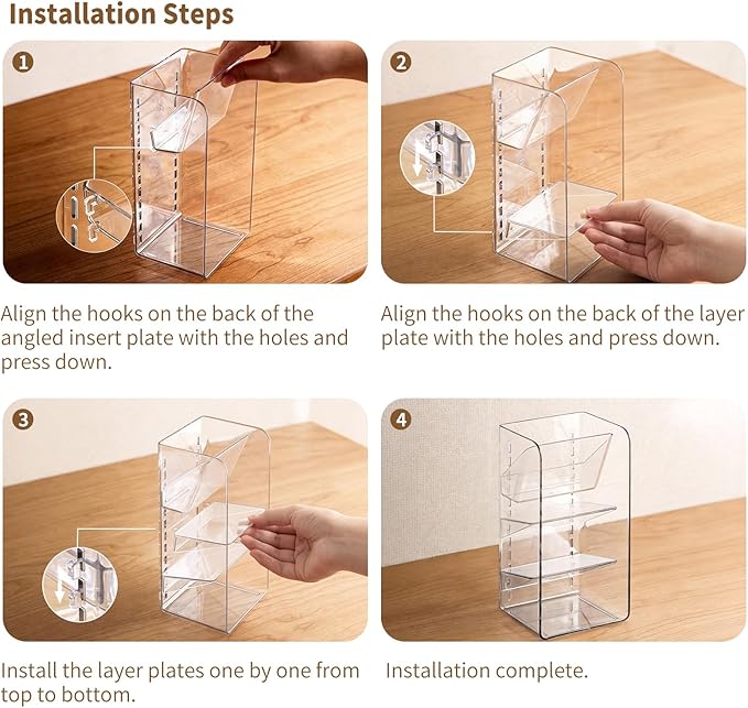 Medicine Cabinet Organizer with Adjustable Dividers, 3-Tier Slant-Gentle Slant