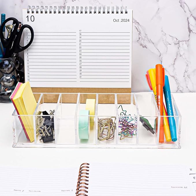 Clear Drawer Organizer 8-Section Desk Compartment Acrylic Tray Holder
