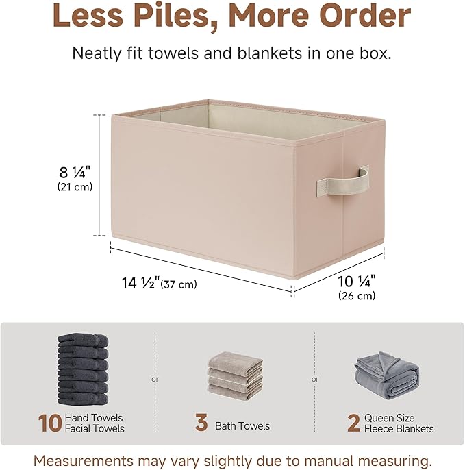StorageWorks Closet Organizer Storage Baskets, Fabric Storage Bins for Shelves, Closet Organization and Storage Basket, Organizer Bins, Light Brown, 3-Pack, Large