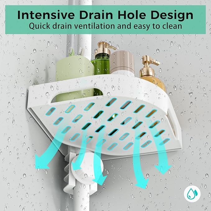 Shuang qing 4-Tier Corner Shower Caddy Tension Pole Organizer, White