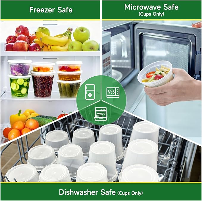 Dealusy 50 Set 16 oz Deli Containers with Lids, Leak-Proof BPA Free Plastic Take Out Bowls, Food Storage Containers for Takeout Meal Prep Storage, Freezer, Microwave & Dishwasher Safe