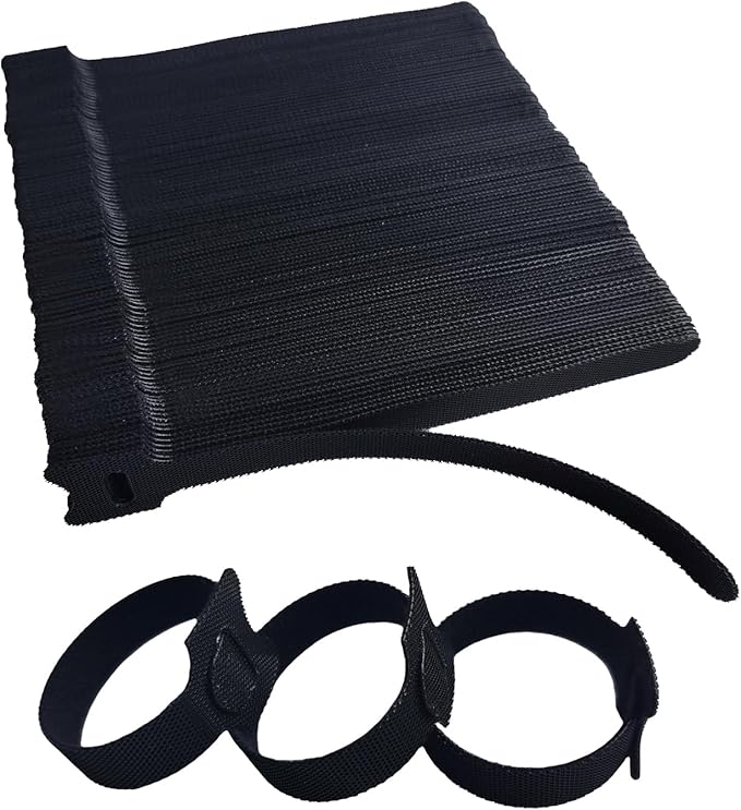 200 PCS 6 Inches Black Reusable Cable Ties, Adjustable Cord Straps, Cable Organizer, Cord Wrap and Hook Loop Cords Management,Adjustable Cord Ties for Organizing Home,Office,Garden,Data Centers