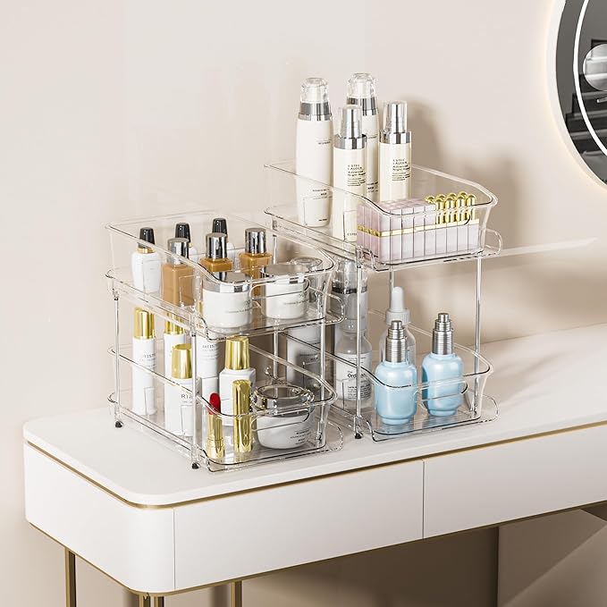 2-Tier Under Sink Organizers and Storage, 2 Pack, Clear