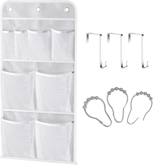 Hanging Mesh Pockets Hold 340oz/1000ml Shampoo Shower Organizer with Over