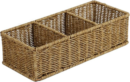 Waterproof Wicker Basket With 3 Compartments