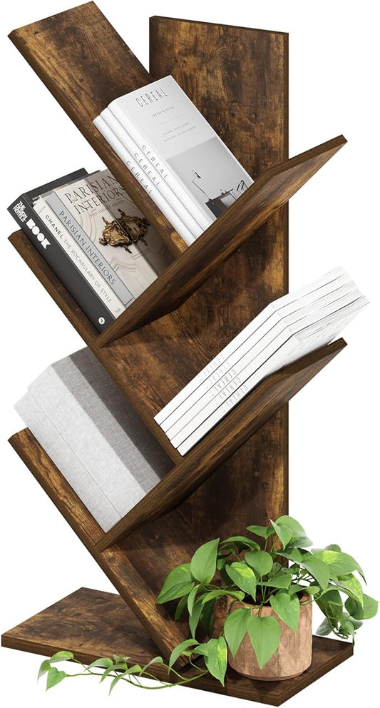 Furinno Tree Book Shelf, 5-Tier Bookshelf with Angled Open Shelf