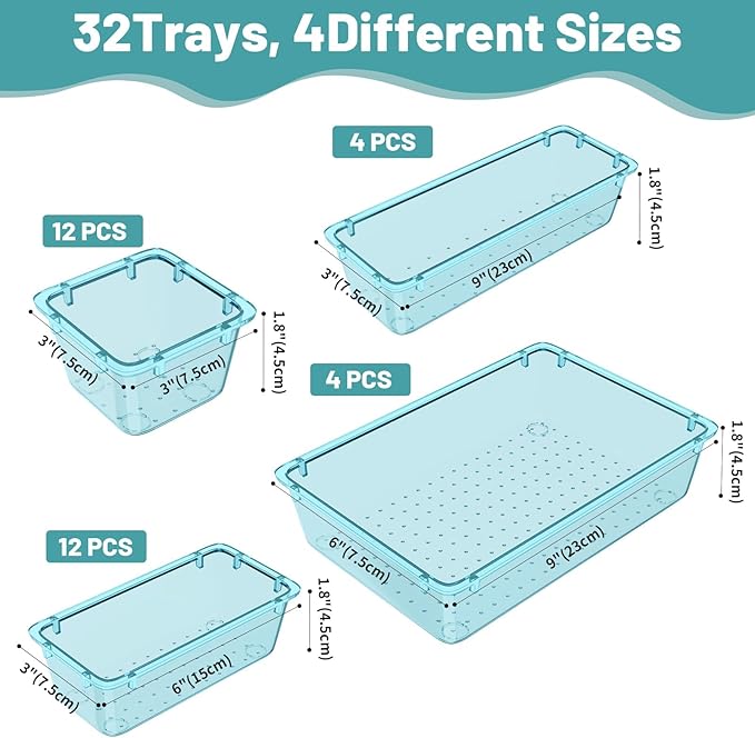 32 PCS Plastic Drawer Organizer Set