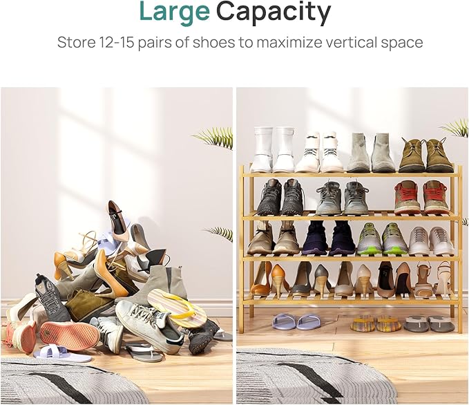 Shoe Rack, 4-Tier Long Shoe Rack for Entryway
