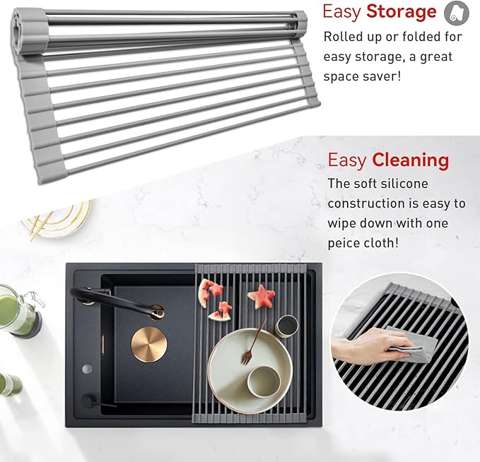 Roll Up Dish Drying Rack, Light Gray