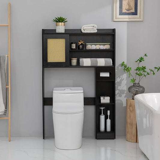 6Tier Over The Toilet Storage Cabinet, Black