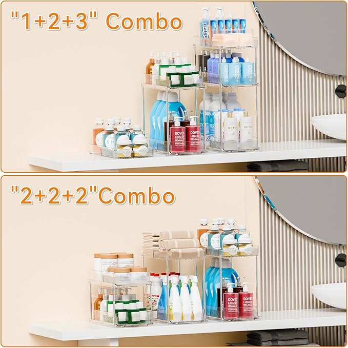 2 Pack 13.8″ Deep 3 Tier Under Sink Storage Organizer