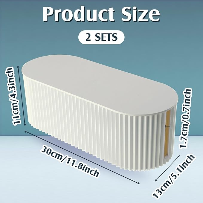 2 Pcs White Cable Management Box Cord Hider Organizer with 46 Pcs Cable