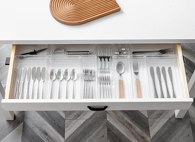 25 PCS Clear Plastic Drawer Organizer Tray