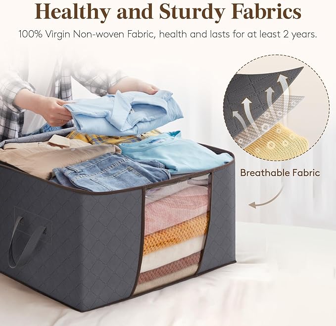 4 Pack 60L Clothes Storage Bins with Lids