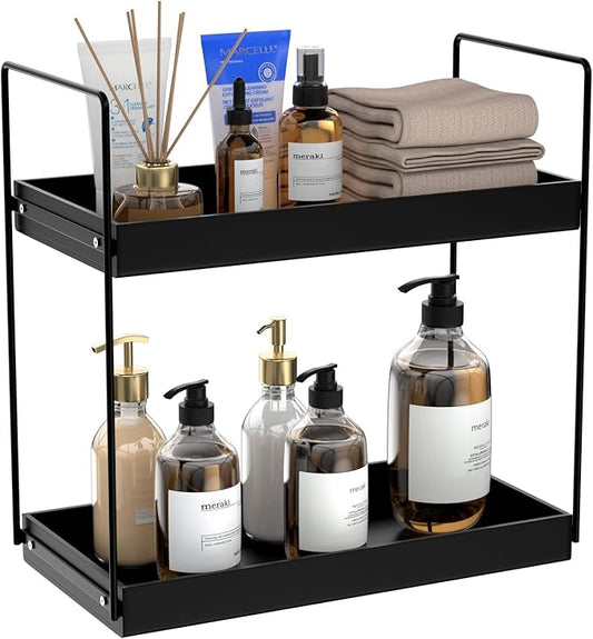 Bathroom Countertop Organizer, 2 Tier Metal Vanity Counter Skincare Shelf