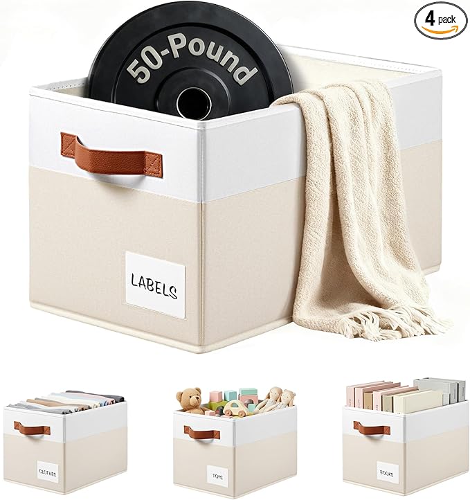 4 Pack Large Closet Storage Baskets for Shelves