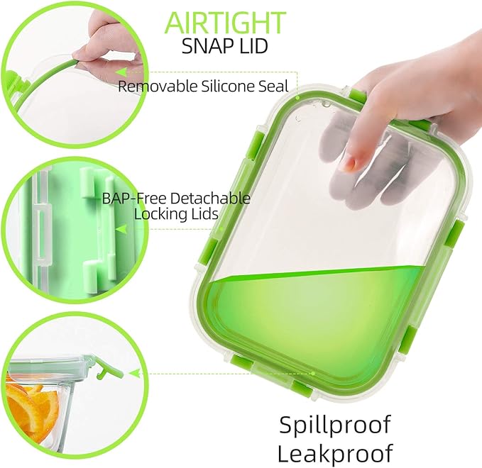 C CREST Glass Containers for Food Storage with Lids