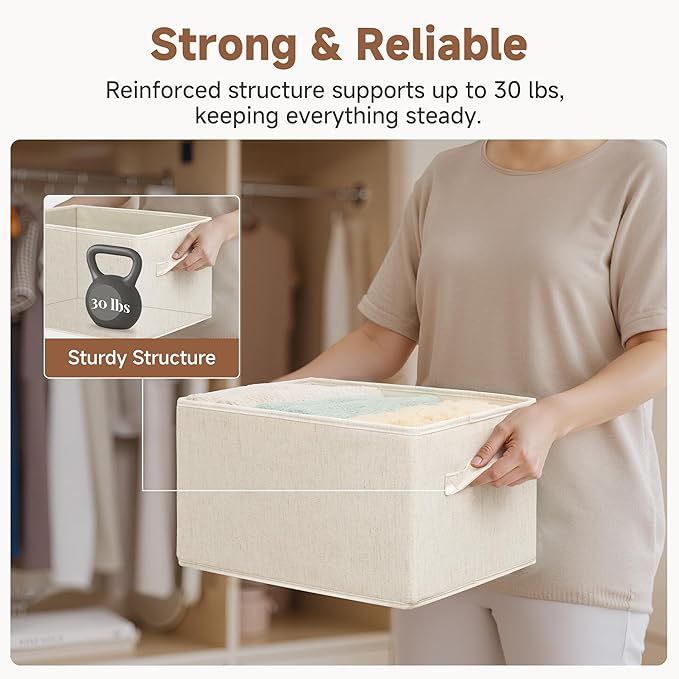 Storage Baskets for Shelves, Fabric Storage Bins, Large