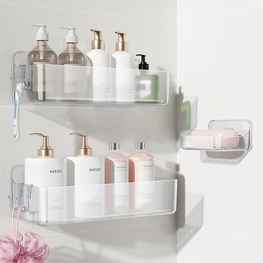 Adhesive Wall Shelf, Shower Shelves, A-Clear, 3 pieces