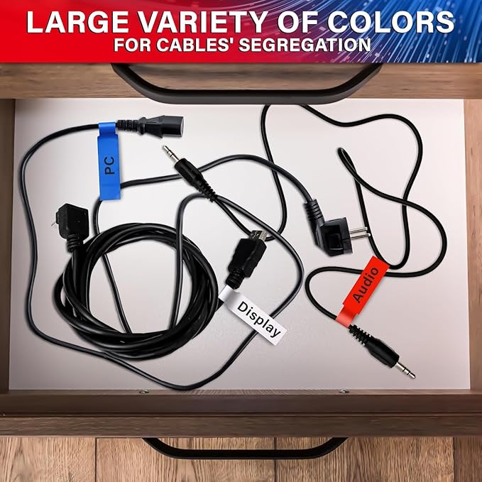 240 PCS Wire Tags for Cable Management – Cable Labels for Cords in 8 Colors - Durable, Self-Adhesive Cord Label Set, Tear-Resistant & Waterproof Wire Labels Tags - Compatible with Laser Printers