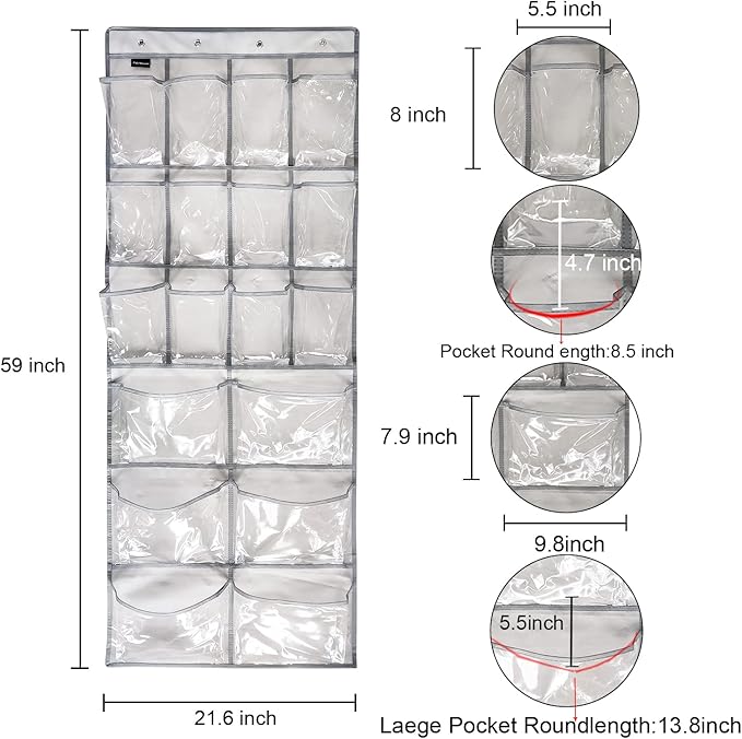 Extra Large Hanging Crystal Clear Over Door Shoe Organizer