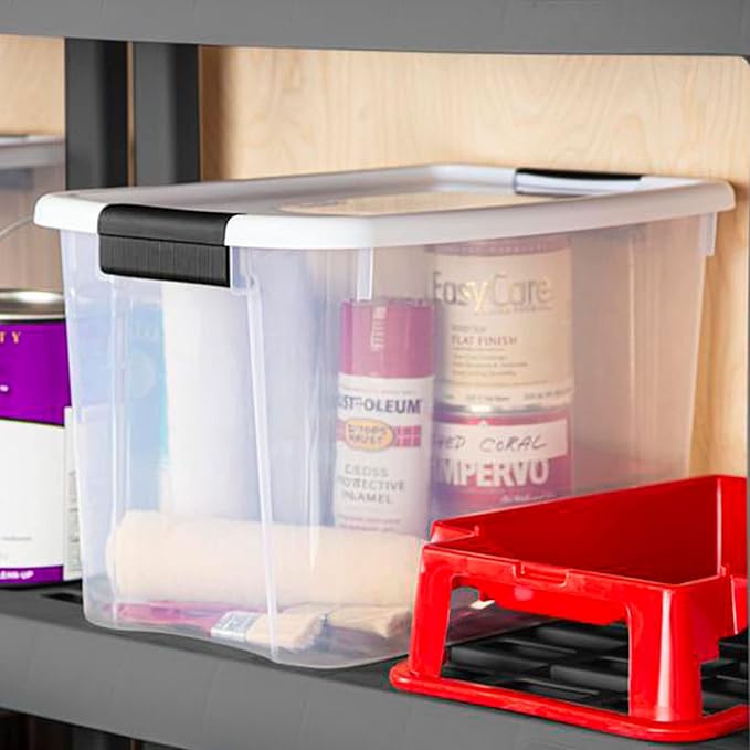 6-Pack 30 Quart Ultra Latch Box, Clear Storage Organizer Bins with Latching Lids