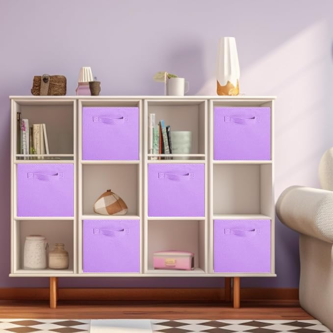 ShellKingdom Storage Bins, Foldable Fabric Storage Cubes And Cloth Storage Organizer Drawer For Closet And Toys Storage, 13 X 13 X 13 INCH, 6 Pack (Lavender)