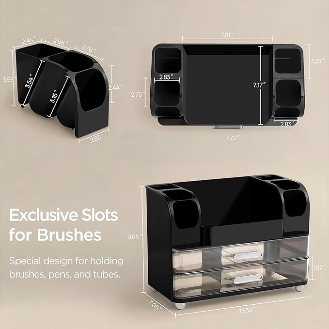 Makeup Organizer for Vanity with Brush Holder, Cologne Organizer for Men