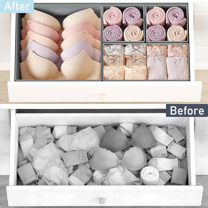 DIMJ Drawer Organizer Clothes Storage - 21 Pack Baby Dresser Organizer for Nursery Closet Organization, Fabric Drawer Organizer Bins for Underwears Socks Bras, Foldable Storage Dividers for Bedroom