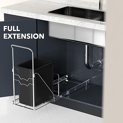 Simple Houseware Pull Out Under Cabinet Sliding Shelf for 7-13 Gallon Trash Can (Trash Can Not Included)