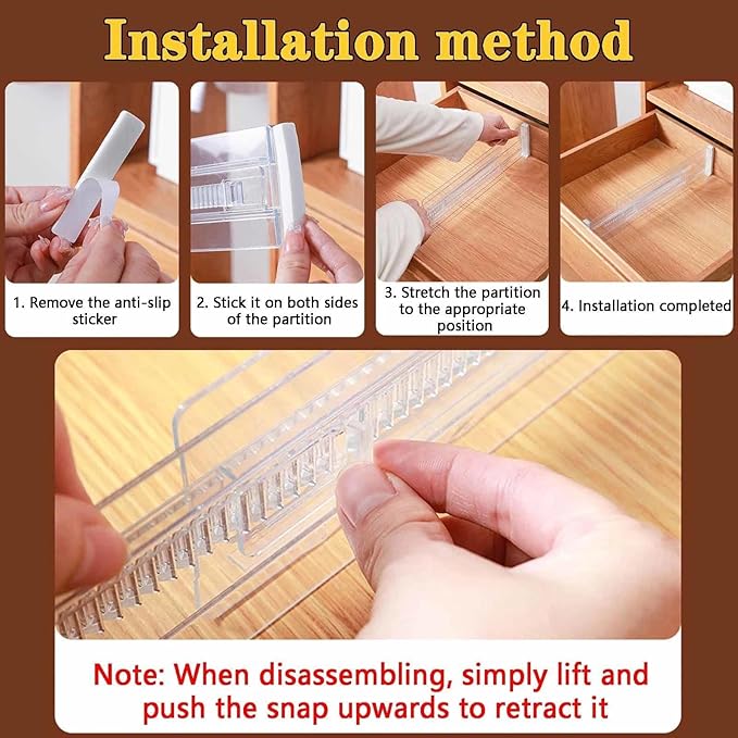 8 Pcs Drawer Dividers for Clothes, 8, clear